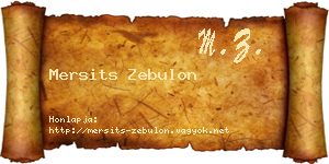 Mersits Zebulon névjegykártya